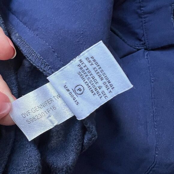 Diane Von Furstenberg Blue Gennifer Two Stretch Cotton Cropped Trouser Size 6 - Picture 11 of 12